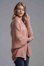Load image into Gallery viewer, Double Take Dolman Sleeve Open Front Ribbed Trim Longline Cardigan
