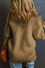 Load image into Gallery viewer, Ribbed Round Neck Dropped Shoulder Sweater
