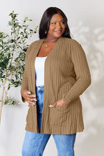 Load image into Gallery viewer, Ribbed Open Front Cardigan with Pockets
