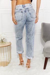 High Rise Distressed Straight Jeans Pants