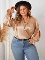 Load image into Gallery viewer, Plus Size Surplice Neck Flounce Sleeve Blouse
