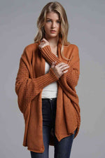 Load image into Gallery viewer, Double Take Dolman Sleeve Open Front Ribbed Trim Longline Cardigan
