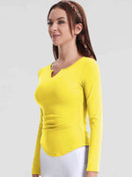 Load image into Gallery viewer, Notched Neck Ruched Sports Top
