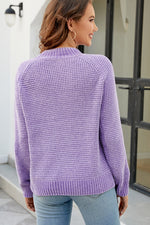 Load image into Gallery viewer, Waffle-Knit Round Neck Reglan Sleeve Sweater

