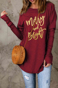 MERRY AND BRIGHT Graphic Long Sleeve T-Shirt