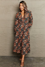 Load image into Gallery viewer, Printed Surplice Neck Long Sleeve Dress
