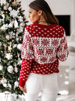 Load image into Gallery viewer, Snowflake Round Neck Long Sleeve Sweater
