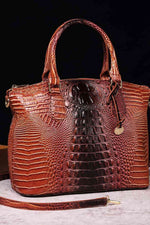 Load image into Gallery viewer, Croc-Embossed Gradient PU Leather Handbag – Luxe Fade Finish
