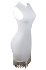 Load image into Gallery viewer, Rhinestone Tassel Hem Bodycon Dress
