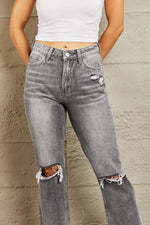 Load image into Gallery viewer, Stone Wash Distressed Cropped Straight Jeans Pants
