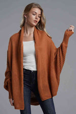 Load image into Gallery viewer, Double Take Dolman Sleeve Open Front Ribbed Trim Longline Cardigan
