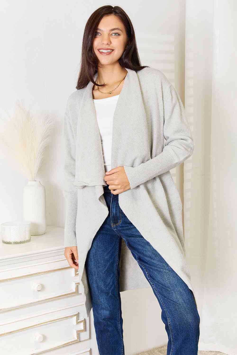 Open Front Duster Cardigan with Pockets