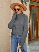 Load image into Gallery viewer, Cable-Knit Mock Neck Sweater
