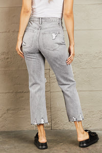 High Waisted Cropped Mom Jeans