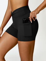 Load image into Gallery viewer, Twisted High Waist Active Shorts with Pockets

