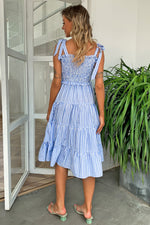 Load image into Gallery viewer, Striped Tie-Shoulder Tiered Dress
