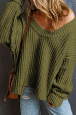 Load image into Gallery viewer, Ribbed Round Neck Dropped Shoulder Sweater
