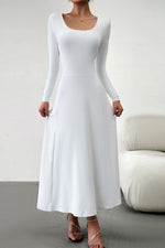 Load image into Gallery viewer, Scoop Neck Long Sleeve Lace-Up Maxi Dress
