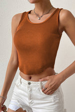Load image into Gallery viewer, Ribbed Round Neck Sleeveless Knit Top
