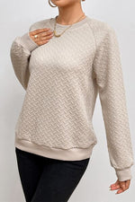 Load image into Gallery viewer, Texture Round Neck Long Sleeve Sweatshirt
