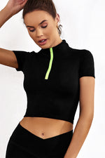 Load image into Gallery viewer, Half Zip Short Sleeve Sports Top
