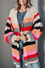 Load image into Gallery viewer, Striped Open Front Long Sleeve Cardigan
