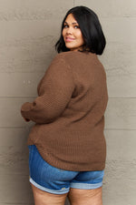 Load image into Gallery viewer, Plus Size High Low Waffle Knit Sweater
