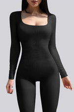 Load image into Gallery viewer, Square Neck Long Sleeve Active Jumpsuit
