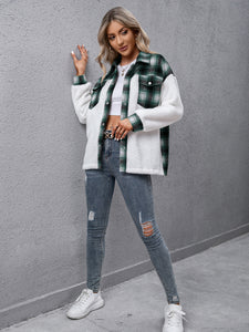 Plaid Collared Neck Button Down Jacket