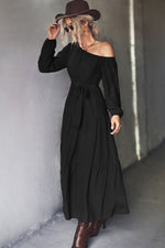 Load image into Gallery viewer, Belted One-Shoulder Maxi Dress
