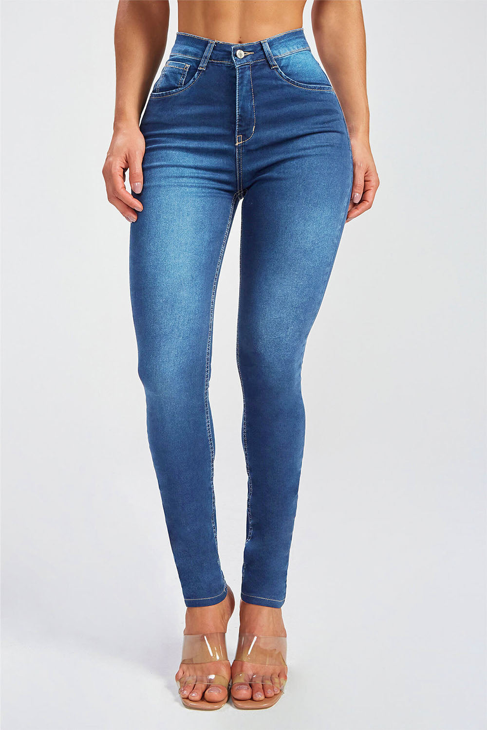 Button Fly Skinny Jeans Pants