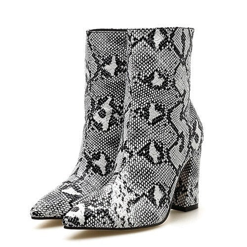 Snake-Print Ankle Boots
