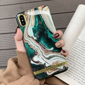 Agate Marble Gold Bar Case For iphone