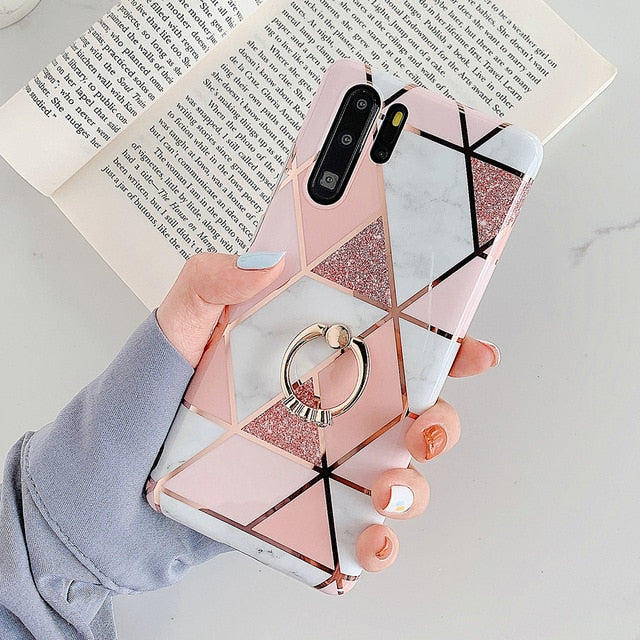 Geometric Marble Case For Huawei
