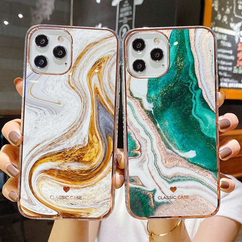 Glitter Gradient Marble Case For iPhone