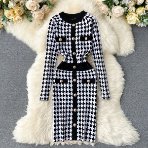Houndstooth Knitted Dress