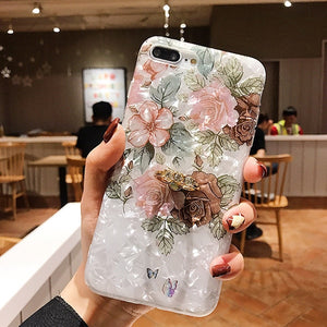 Retro Floral Ring Stand Phone Case For iPhone
