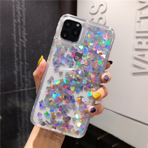 Glitter Love Heart Sequins Phone Case For iPhone