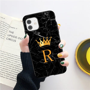 Marble Initial Letter Case For iPhone