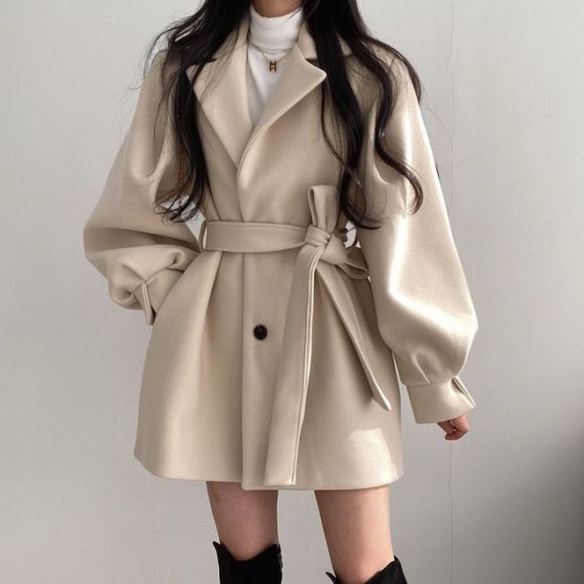 Solid Wool Blend Coat