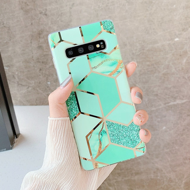 Samsung Electroplate Geometric Marble Phone Case