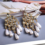 Load image into Gallery viewer, Pearl Dangle Statement Earrings
