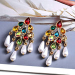 Load image into Gallery viewer, Pearl Dangle Statement Earrings
