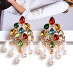 Load image into Gallery viewer, Pearl Dangle Statement Earrings
