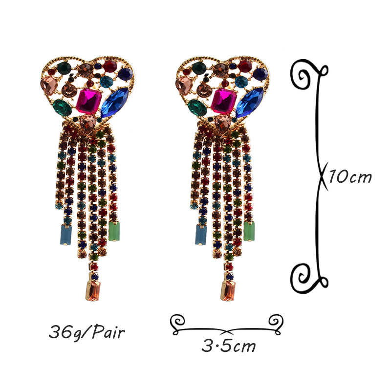 Statement Long Colorful Crystal Earrings
