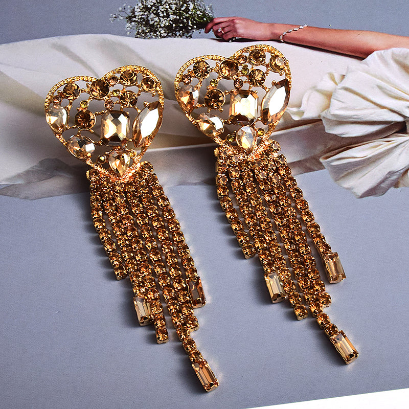 Statement Long Colorful Crystal Earrings