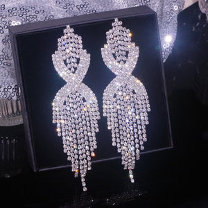 Elegant Long Tassel Crystal Earrings