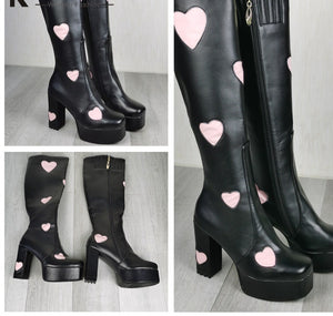 Heart-shaped Platform Boots