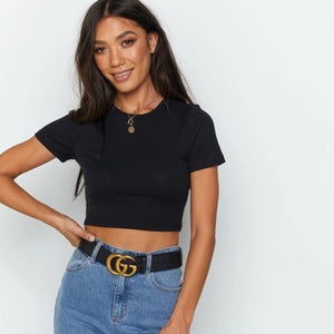 O-Neck Knitted Crop Top
