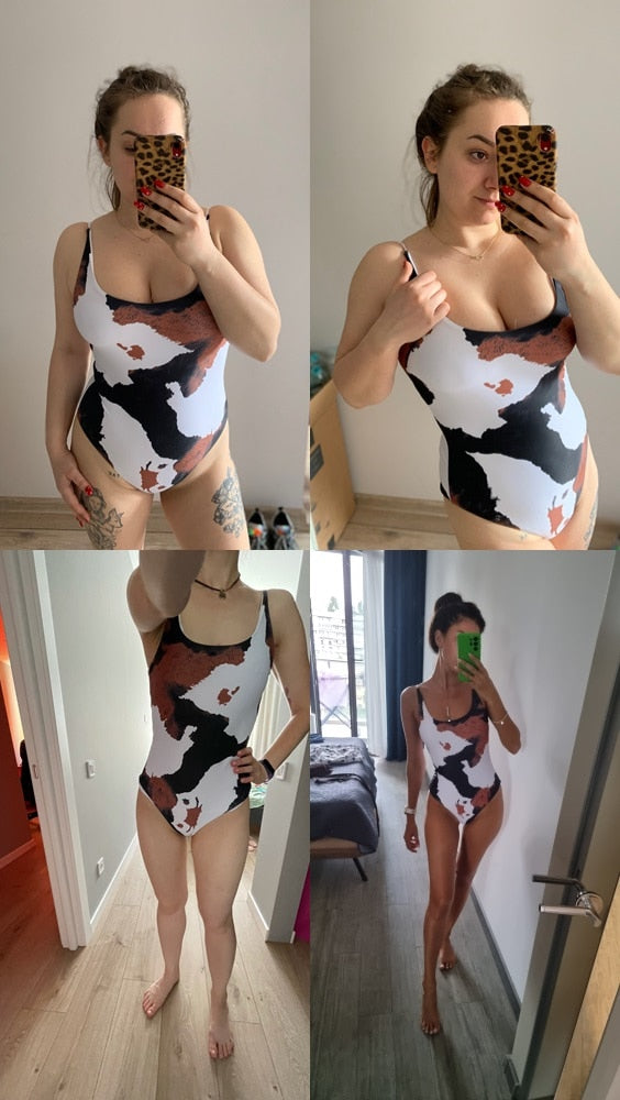 Cow-Print One Piece swimsuit (other colors available)